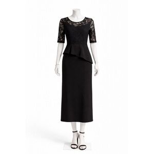 Size 8 Enfocus Studio Black Mother of the Bride Groom Lace Ruffle Dress